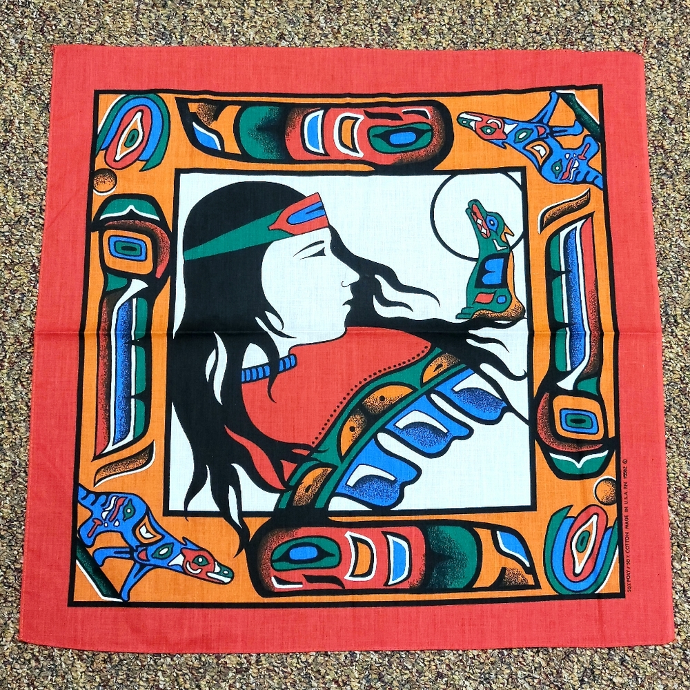 Vintage 80s Native American RN 15582 Bandana